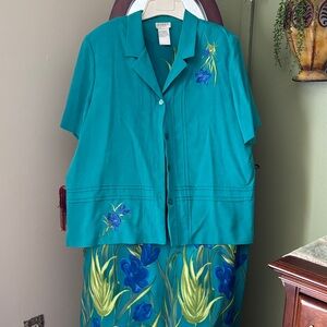 Koret Teal and Blue Floral Maxi Dress
